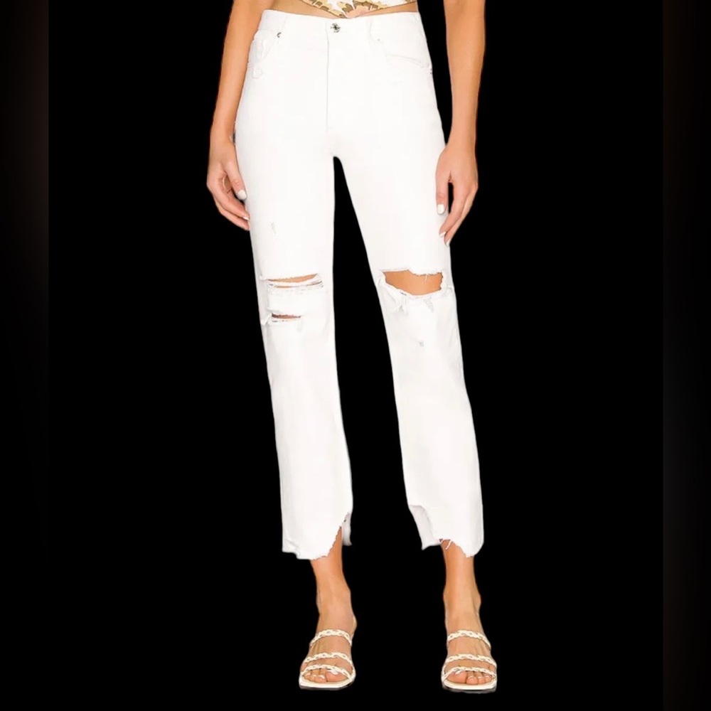 Free People We The Free Tapered Baggy Boyfriend Jeans Distressed White Size 32